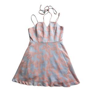 JOA Los Angeles Linen Adjustable Strap Sundress‎ Pink/Gray Women's Size Small